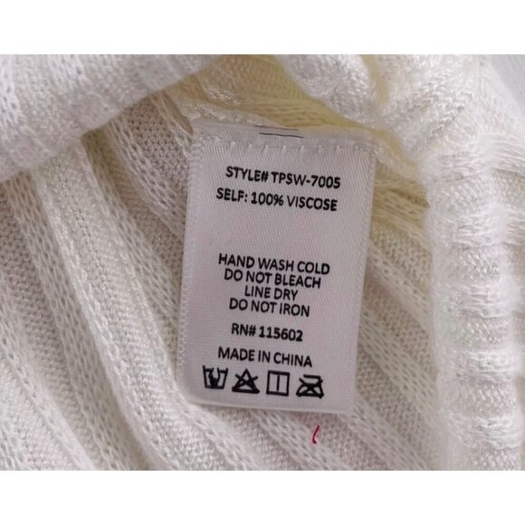 Skylar+Madison White V-Neck Ribbed Sweater Striped Sleeve Detail Size Medium - Picture 3 of 5